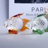 Figurine Miniature de poisson rouge en cristal, verre fait à la main, Animal artisanal, décoration de maison, cadeau, bibelot de poisson, ornement Y0107230e