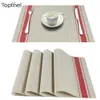 Topfinle pvc bambu plast placemats för matbord matta uppsättning sängkläder plats matta i köket porslin panna kaffe te plats matta t200703