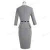 Nice-forever vintage elegante slijtage aan werken met riem peplum vestidos zakelijke partij bodycon office carrière vrouwen jurk B473 201029