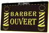 LS0631 Ouvert Barber Poles Open Shop 3D Engraving LED Light Sign Wholesale Retail