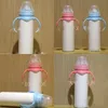 Garrafas de bebê de aço inoxidável sublimação em branco palha de mamilo com tampa de isolamento térmico portátil alimentação portátil tumblers 19 5ds g2