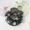 Rosa Lila Stickerei Blumen Mesh Scrunchies Daisy Flroal Haargummis Transparenter Tüll Organza Haarring Seil Haarschmuck