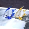 Crystal Goldfish Miniaturowa figurka ręcznie robione szklane zwierzę Crystal rzemieślnicze szklane dekoracje domu prezent Fish Tinket Ornament Y01071475303