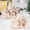 Christmas Decorations DIY Wooden Toy Funny Party Desktop Decoration Three-dimensional Puzzle Snowman House Kids Toy1