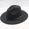 Wide Brim Hats Fashion TOP Elegant Solid Felt Fedora Hat For Women Band Flat Jazz Stylish Trilby Panama Caps Bucket