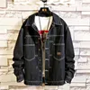 Japonia Style Męskie Dżinsy Kurtka Czarne Kurtki Denim Hip Pop Streetwear Cool Man Coat Duży rozmiar M-5XL Kurtka bombowca dla mężczyzn chłopców 201226