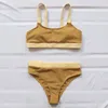 Hohe Taille Bikinis Badeanzüge Bandeau Bademode Frauen Spleißen Biquini Beachwear Sport Gerippte Badeanzüge New300R