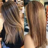 Ombre couleur Highlight perruque 4/30 cheveux humains brésiliens droites avant de lacet perruques pour les femmes noires 150% densité