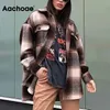 Aachoae vrouwen streetwear plaid jasje batwing lange mouw losse jas kantoor casual pocket tops dame bovenkleding herfst winter 201023