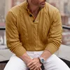 Męskie swetry męskie w europejskim amerykańskim stylu męskie swetra Sweat Kwiat stały kolor swobodny stojak obroży pełny rękaw dzianinowy