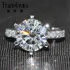 Transgems 14k White Gold 5 carat Diameter 11mm F Color Moissanite Engagement Ring For Women Solitare with accents Gifts Y200620