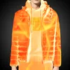 メンズダウンパーカーの男性加熱ジャケット屋外コートUSBバッテリー長袖ヒーティングフード付きジャケットウォーム冬のサーマル衣類220909