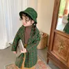 Automne et hiver Nouvelle arrivée coton de style coréen épaissi à double boutonnage Plaid Tweed long manteau avec ceinture pour les filles de la mode LJ201125