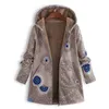 cappotto invernale da donna caldo piumino grande con cappuccio manica lunga stampata soffice cerniera da donna casual