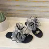 Summer Cute Bowtie decorate sandali non slittati piatti di pantofola muli casual moda flop da spiaggia femminile flop a maglie spiaggia scivoli gratuiti y220224