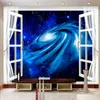 Mural fotográfico personalizado Papel tapiz no tejido Pared Estéreo 3D Ventana Paisaje Galaxia estrellada Murales grandes Revestimiento de paredes Papel De parede