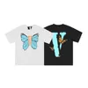 Короткая тенденция рукава большая V бабочка печатает пару же свободных мужчин и женщин с коротким рукавом футболка