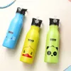 Cute Cartoon Kids Bottiglie d'acqua Bottiglia da esterno in acciaio inossidabile Viaggi Campeggio Bollitore Escursionismo Bottiglia con cannuccia 500ml 201221
