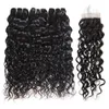 IsHow Virgem Weave Extensões Onda Corporal 8-28inch para mulheres reta profundas soltas águas encaracoladas Wews Natural cor preta pacotes de cabelo humano com fecho de renda peruana