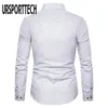 UrsportTech Print Koszulka z długimi rękawami Mężczyźni Duże rozmiar Regularne Eleganckie, swobodne koszule męskie sukienka biznesowa Koszulka Camisas Masculina 201124