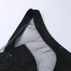 Abiti casual Abito glitterato Donna 2022 Nero Sexy monospalla manica lunga festa da sera spacco inserto in rete vestidos aderenti