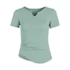 Women Tops Tees Clothing Designers Clothes T-shirt Self-cultivation Yoga Sports Fitness Running Quick-drying Elastic V-neck Figure Female Short-sleeved