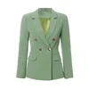 Tweede stuk jurk boetiek zachte stijl hoogwaardige rok set slanke pak jas kort geplooide leger groen licht luxe modekantoor lady1