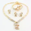 Wedding Jewelry Sets Wholesale Fashion Gold Color Alloy Necklace Bracelet Ring Earrings For Women Bridal 221109