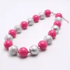 Cute hot pink/silver color necklace bracelets girls baby chunky jewelry for kids children beads necklace lovely