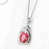 Red Tourmaline Pendant 18K Rose Gold Necklace Female Colored Gemstone Women Solid Sterling Silver Ring1560065