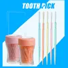 200st Gum Interdental Floss Plastic Double-Head Pensel Stick Toothpicks Teeth Oral Cleaner White 6.4cm engångs tandpetare V1