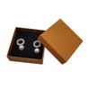 Scatole per imballaggio regalo di marca arancione per collana orecchini anello carta di carta scatola di imballaggio al dettaglio per accessori di gioielli di moda 9x9x3.5cm