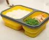 900ml Silicone Pliable Portable Boîte À Lunch Conteneur De Stockage Des Aliments 2 Cellules Bol Bento Boîtes Pliante Boîte À Lunch Écologique 201209