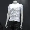 2023 spring and summer new cotton men's tops short-sleeved T-shirts half-sleeves high-end light luxury fashion embroidered pr3395