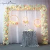 Arco de casamento arranjo de flores suprimentos diy festa de casamento decoração de flores rosa peônia estrada chumbo flor artificial linha mesa runner228q