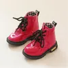 Novos meninos meninos meninas martin botas primavera outono pu sapatas de couro infantil moda botas de neve bebê crianças bebidas inverno quente botas