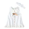 "Adorable ensemble de vêtements pour bébé fille - Robe de princesse sans manches avec ourlet en dentelle et nœud de couleur unie avec bandeau assorti - Tailles 0-24M - Parfait pour les petites princesses mignonnes !"