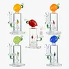 7-calowy 5mm Grube Popularne Unikalne Szklane Bongs Szisze Szisza Prysznic Perc Olej Dab Rury Wodne Rury Wodne 14mm Samica Złącze Z Miska Peach Kształt Kształt Owoców W Bong DHL20093