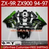 Kawasaki Ninja ZX-9R ZX900 ZX 9R 900 CC 1994-1997 Bodys 100NO.21 ZX9R 900CC ZX-900 ZX9R 94 95 96 97 ZX900C 1994 1995 1996 1997 OEM Fairing Yeşil Kırmızı İnci