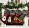 Plaid Jul Strumpor Stor storlek 18 "Klassisk röd Balck Plaid Julstrumpor Santa Snowman Reindeer Xmas Karaktär för Party Decoration