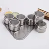 Magnetic Spices Storage Box Stainless Steel 6pcs/set With Holder Triangle Shape for Home Kitchen Outdoor Barbecue