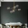 EMS 2020 modern design glass ball chandelier 6 heads clear glass bubble lamp chandelier for living room kitchen black/gold light fixture