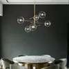 EMS 2020 Modern Design Glass Ball Chandelier 6 Heads Clear Glass Bubble Lamp Chandelier For Living Room Kitchen Black Gold Light F3229