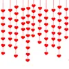 赤いハッキング弦ガーランドフェルトバナーDIYカーテンホームウェディングパーティーバレンタインデーの誕生日の装飾jk2101xb