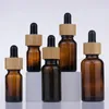 Essentiële olie lege fles Amber Glass 5 ml 10 ml 15 ml 20 ml 30 ml 50 ml 100 ml E vloeibare druppelfles voor serum met pipet