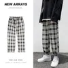 Pantaloni da uomo Stile coreano Plaid con coulisse allentato Plus Size Kpop Abbigliamento 2021 Ulzzang Fashion Joggers Abbigliamento uomo Pantaloni sportivi casual