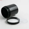 24 x 250g Tomma svarta kosmetiska gräddebehållare burkar 250cc 250ml för kosmetika Förpackning Plastflaskor med metalllockkvalitet
