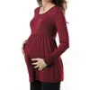 MUQGEW pregnant Women Maternity Pregnancy Shirt Ruched Solid Tops Maternity Shirt Clothes maternity clothes ropa de mujer LJ201118