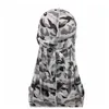 Miltary Camouflage Silky Durag Hot New Colorful Premium 360 Waves Long Tail Silky Durags Hiphop Caps per uomo e donna Alta qualità 86Rol