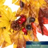 Gold Maple Leaf Berry Wreath Halloween &Christmas Door Home Decor
